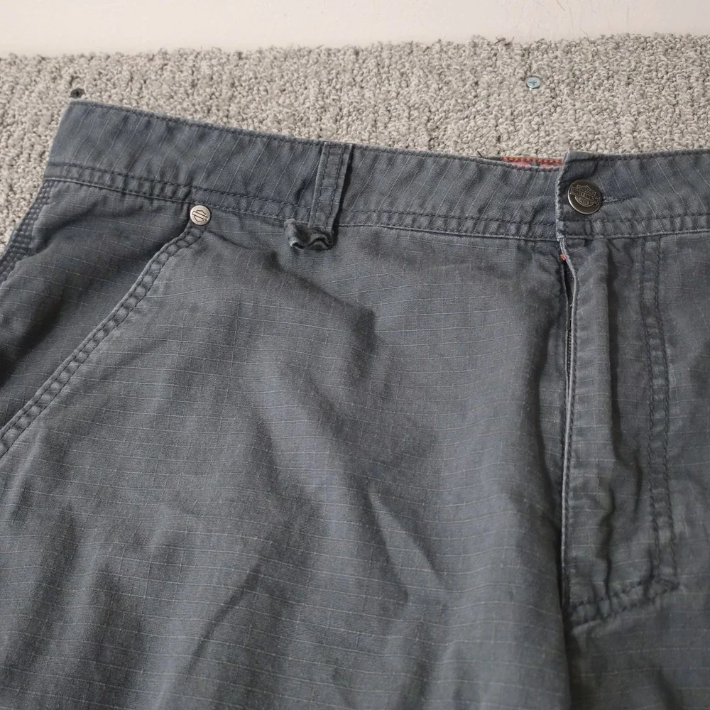 Harley Davidson Mens Gray Ripstop Cargo Tactical Pants 38x30 Biker Logo - Picture 6 of 10